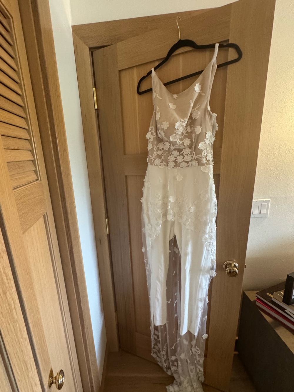 Ivory Floral Appliqué Bride Jumpsuit
